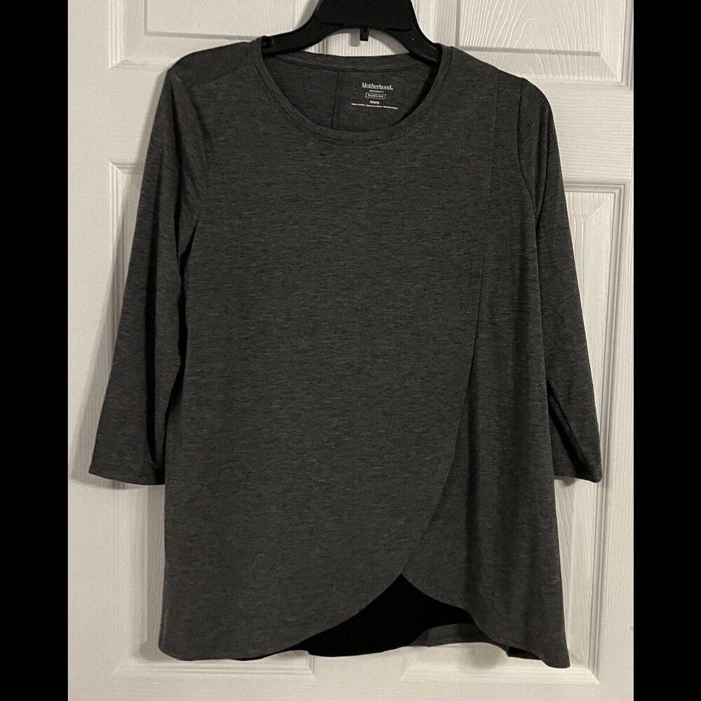 Motherhood Maternity Women’s Medium Nursing 3/4 Sleeve Heather Gray Shirt